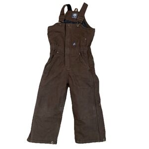 Berne Youth Workwear Bib Overalls Brown Insulated Canvas Work Pants 4T